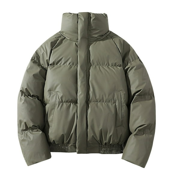 Winter New Men's Solid Color Loose Thick Collar Fashion Casual Padded Jacket