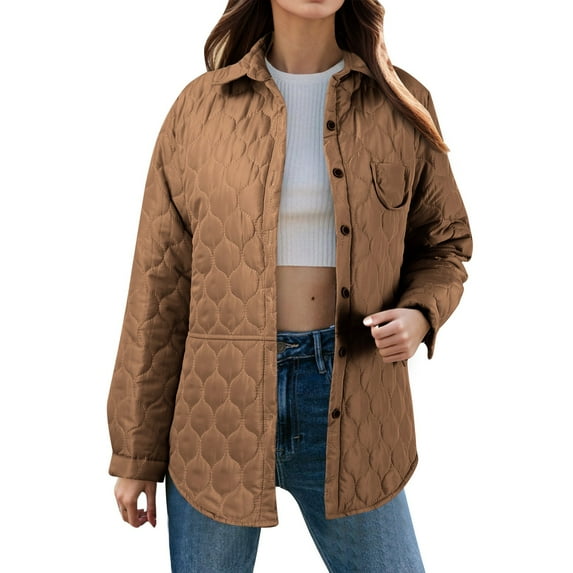 Winter New Solid Diamond Checker Cotton Clip Long Sleeve Shirt Women's Retro Loose Warm Cotton Coat Coat