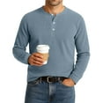 thumbnail image 1 of Winter New T-shirt Retro Men's Waffle Long-sleeved T-shirt Loose Fashion Henley Collar Bottoming-shirt, 1 of 5