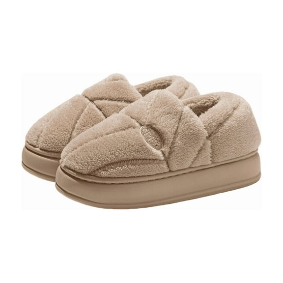 Winter New Thick-Soled Slippers - Heel-Covered Plush Cotton Slippers, Non-Slip & Warm, Indoor Home Slippers for Men, Women & Postpartum Maternity Use