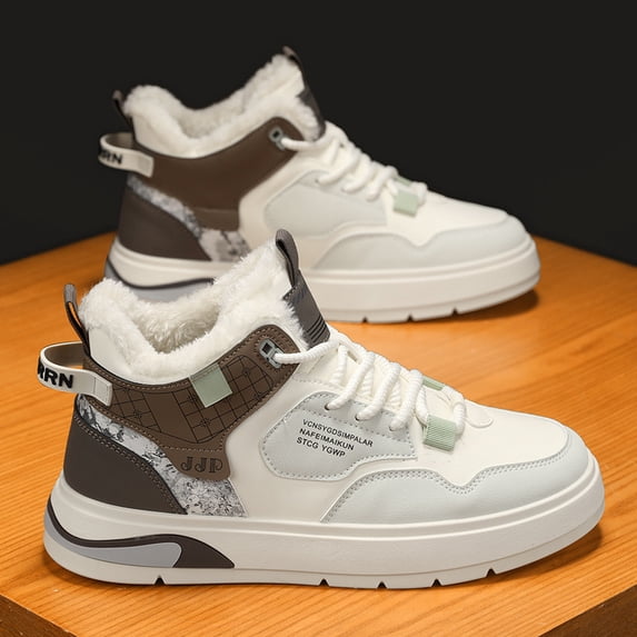 Winter New Thickened Fleece-Lined Low-Top Sneakers with Thick Soles, Height Increasing, Men's Shoes