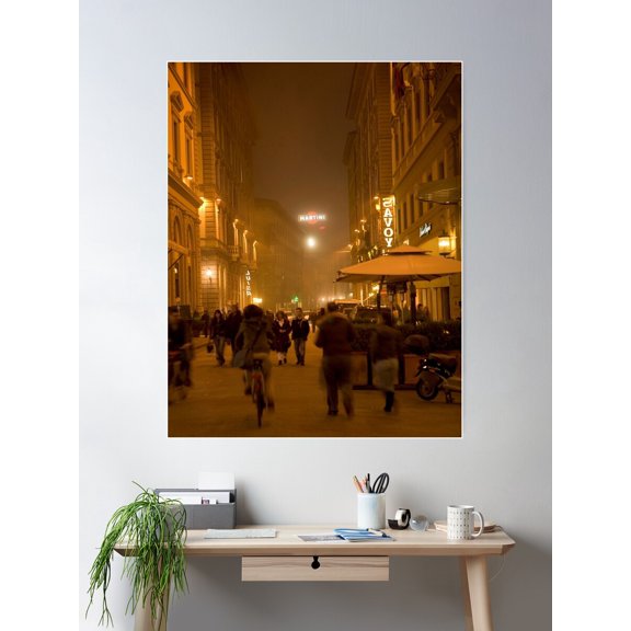 Winter Night In Florence Poster Wall Art, Modern Wall Decor For Living Room Bedroom, 12x18 UNFRAMED