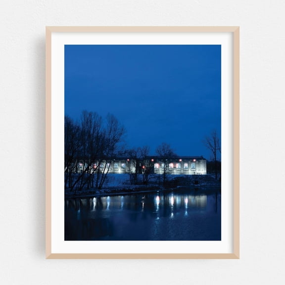 Winter Night Sky Lake Architecture Water Photography Poster Unframed Paper Print