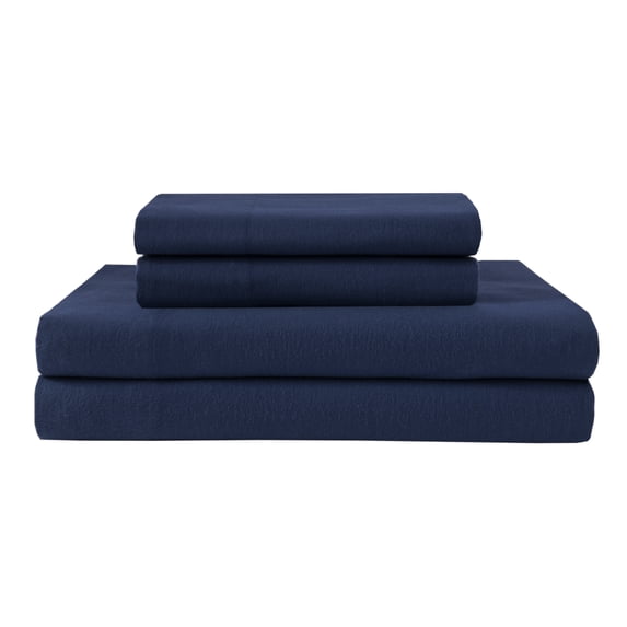 Winter Nights Cotton Flannel Sheet Set, Full, Indigo