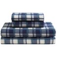 thumbnail image 1 of Winter Nights Cotton Flannel Sheet Set, Queen, Navy Plaid, 1 of 6