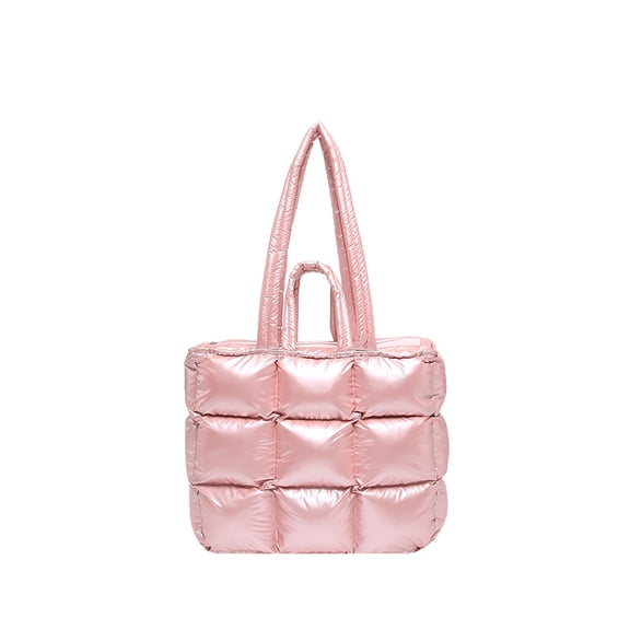 Winter Nine-grid Down Bag, Cotton Soft Space Cotton Suit Bag, Handheld Single Shoulder Bag, Stuffed Cotton Tote Women's Bag