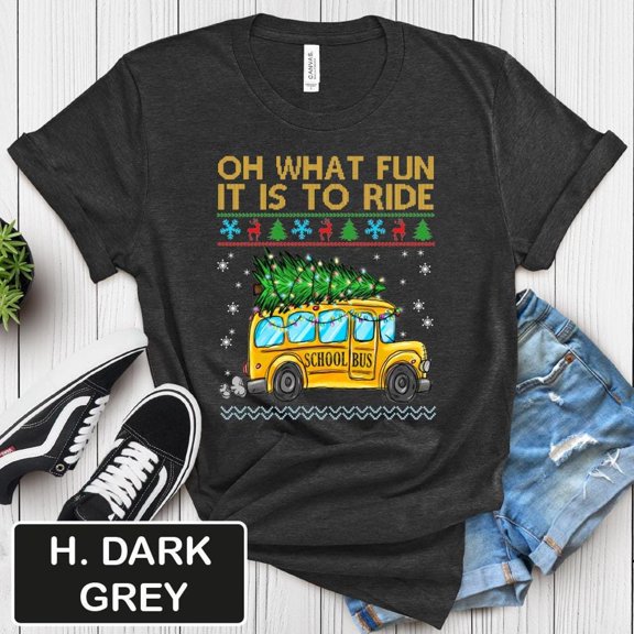 Winter Occasion School Bus Driver Tee, Shirt, Unisex Jersey Tshirt, Occasion Bus Driver , Oh What Fun It Is To Ride