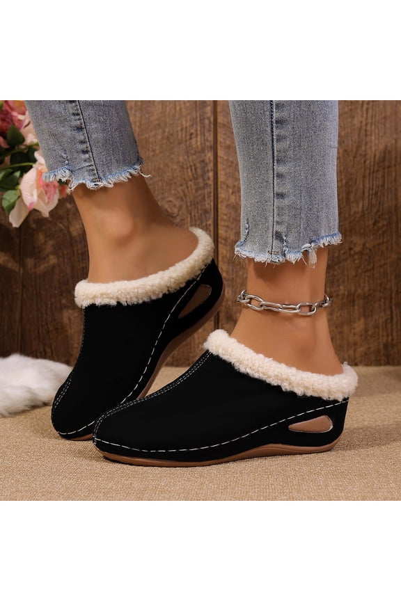 Winter On Shoes For Indoor Outdoor Cozy Lined Comfort Clogs With Sloped Heel Warm Non Sole