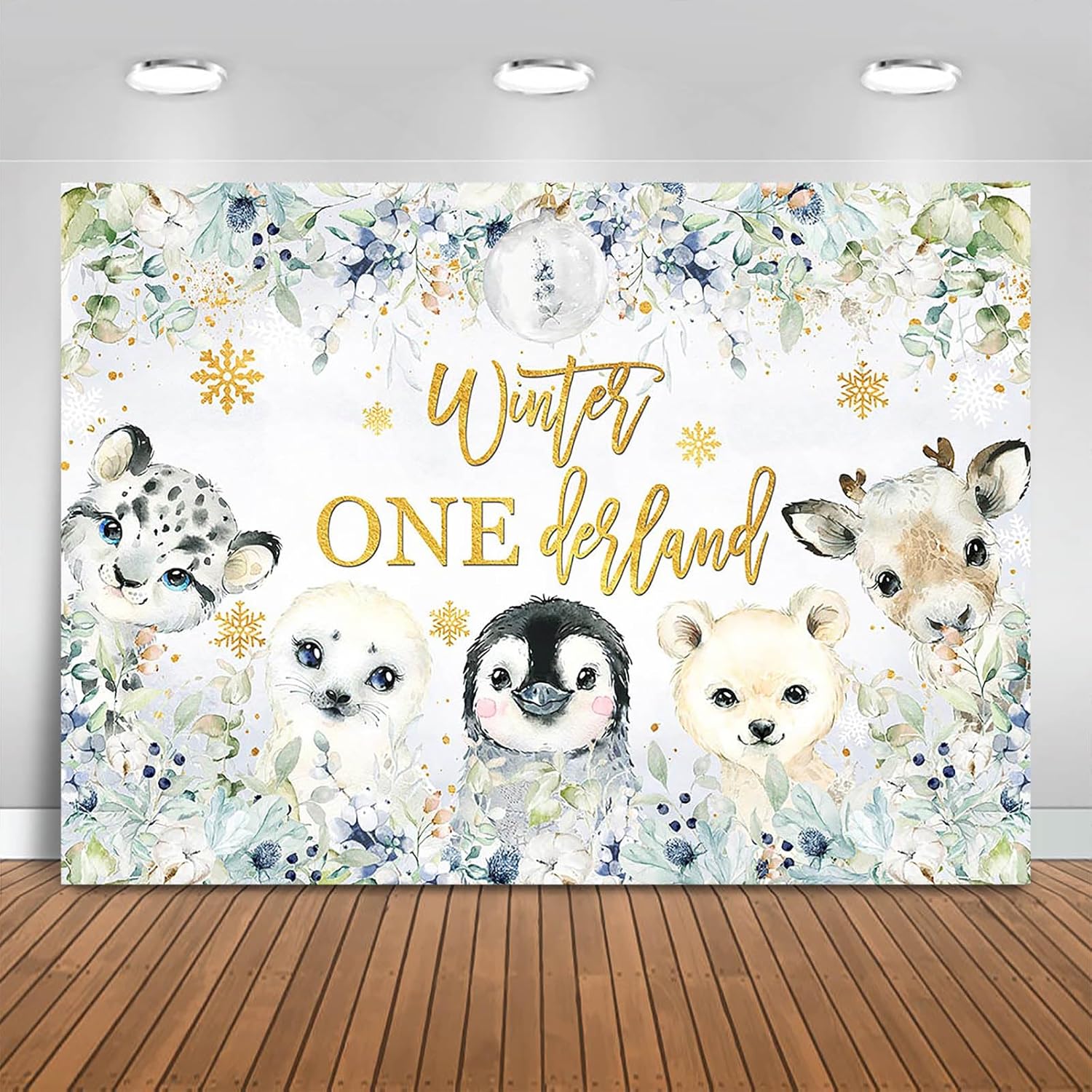 Winter Onederland Backdrop - Woodland Animals Forest Theme First Birthday Decorations For Winter 1st Birthday Party - View #3