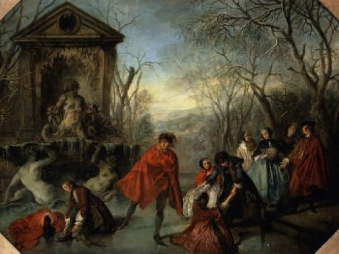 Winter Or The Skaters Lhiver Ou Les Patineurs Nicolas Lancret (1690-1743 French) Musee du Louvre Paris France Canvas Art - Nicolas Lancret (24 x 36)