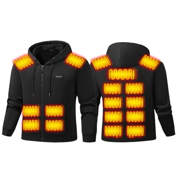 Winter Outdoor Adults Heated Pullover Hoodie,17 Heating Zones Lightweight Electric Heating Hooded Jacket Sweatshirt
