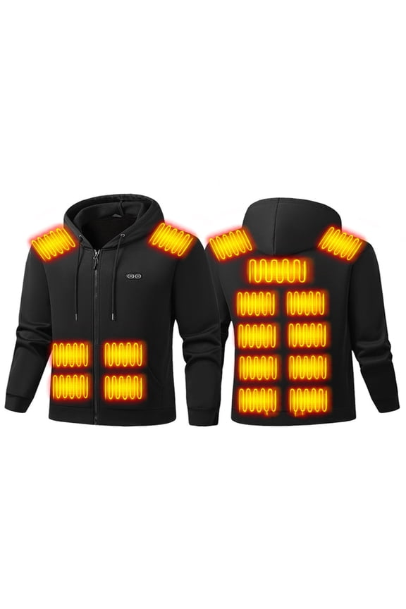 Winter Outdoor Adults Heated Pullover Hoodie,17 Heating Zones Lightweight Electric Heating Hooded Jacket Sweatshirt