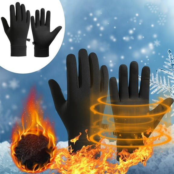 Winter Outdoor Black Touchscreen Cycling Gloves, Windproof Warm Sports Gloves, Comfortable Riding Gloves for Cold Weather, Outdoor Cycling Hand Warmers, Black 2, L