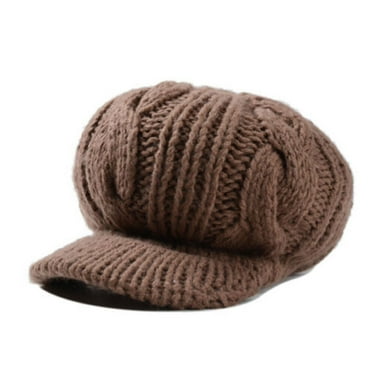 Winter Outdoor Casual Warm Beret Hat Skullcap Beanie Hat Knitted Visor BROWN
