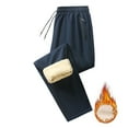 thumbnail image 1 of Winter Outdoor Pants Men's Warm Pants Solid Color Lamb Fleece Casual Versatile Pants with Zipper Pocket Stretch Travel Pants Women Hiking Pants Workout Breathable Drawstring Pants for Men, 1 of 3