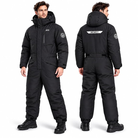 Winter Outdoor Riding Insulated Full Body Suit for Men, Warm Snowmobile Jumpsuit for Cold Weather Work