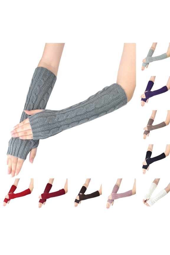 Winter Outdoor Sport Warm Thermal Gloves for Women Windproof Half Finger Extended Arm Covers Gloves for Cycling Biking Skiing Driving Coffee