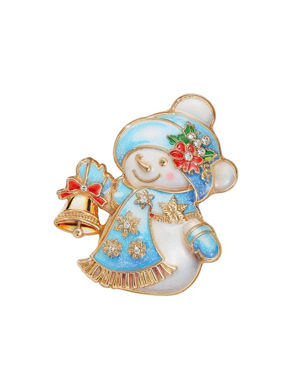 Winter Outfit Brooch for Women, Snowman Pin Jewellery, Decorative Trim, Christmas Party Laple Pin, Gold-Tone Look