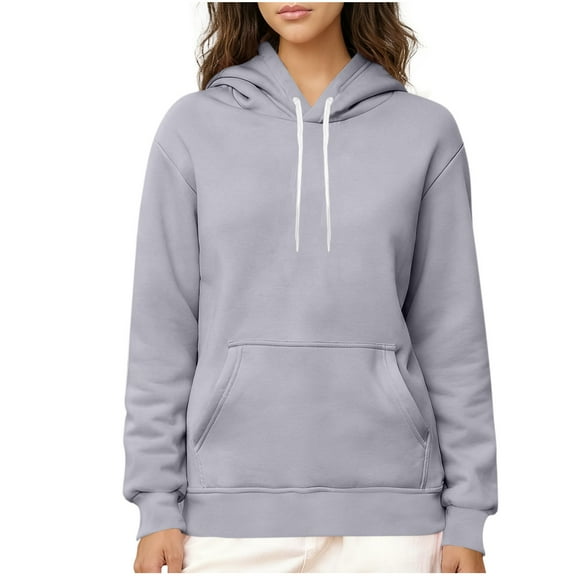 Winter Outfits Womens Hoodies with Pocket Sherpa Fleece Lined Thick Warm Hooded Sweatshirt Pullover Thermal Tops (XL, Gray)