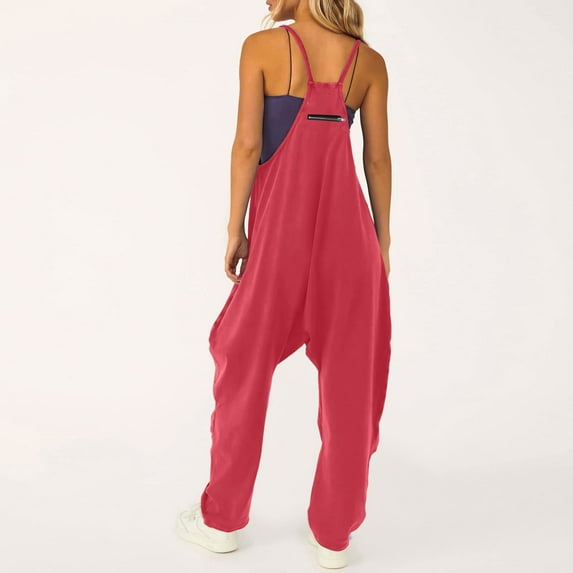 Winter Overalls For Women Fuzzy Jumpsuit Spaghetti Strap Wide Leg Overalls Cozy Jumpsuit With Pockets Long Elegant Women's Jumpsuits Denim Jumpsuit Woman S Jump Suit Womens Rompers Dressy Elegant