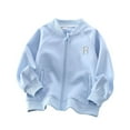 thumbnail image 1 of Winter Oversized Outerwear Jackets New Girls Zip up Sweatshirt Long Sleeve Full Zip Lightweight Cotton Jacket Soft Wear Kids Fashion with Pockets Blue 2 Years, 1 of 7