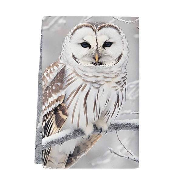 Winter Owl Microfiber Kitchen Towel, Country Birds Animal Tree Branches Snow Soft Absorbent Dish Towels, Quick Drying Washable Dishcloths for Kitchen Cleaning, Drying Dishes, 18x28 Inches