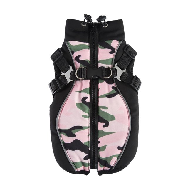 Winter Padded Dog Clothes Chest Back Zipper Jacket Pet Clothes Chest