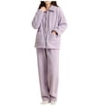 thumbnail image 1 of Winter Pajamas For Women Sevevn Womens Fleece Fuzzy Sleepwear Winter Button Down Plush Soft Warm Fluffy Pajama Sets with Pockets, 1 of 4