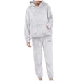 thumbnail image 1 of Winter Pajamas Sets Womens Flannel Velvet Loungewear 2 Piece Hoodie and Jogger Long Pants Soft Home Sleepwear (One Size, White), 1 of 7