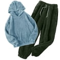 thumbnail image 1 of Winter Pajamas for Women Two Piece Set Casual Long Sleeve Fuzzy Hoodies High Elastic Waist Sleepwear Pants, 1 of 8