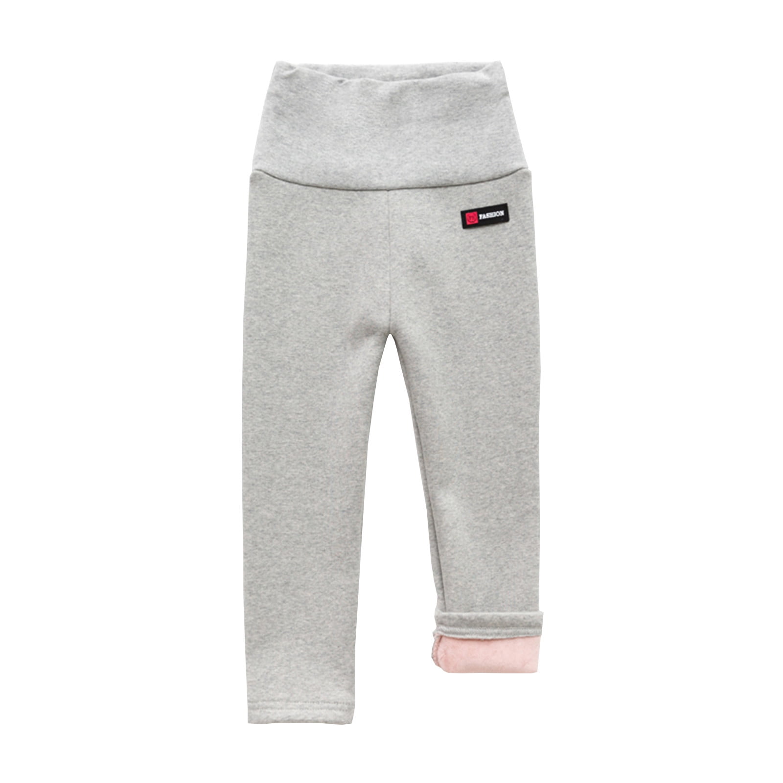 Winter Pants For Baby Boys Girls Toddler Boys Girls Cotton High Waist Stretch Fleece Solid Color Plus Keep Warm Casual Leggings Pants Gray 2 Years