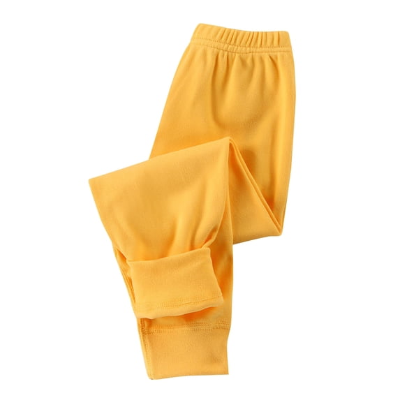 Winter Pants for Boys Girls Cotton Fleece Thermal Joggers Pant Kids Soft Velvet Warm Legging Trousers Solid Color (2-3 Years, Yellow)