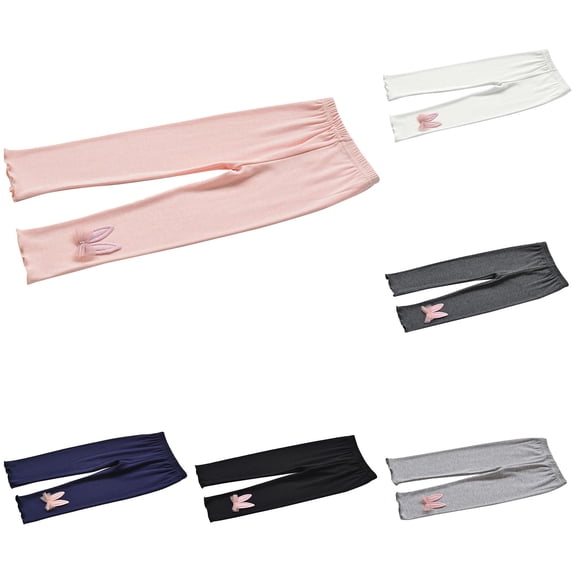 Winter Pants for Girls Pants Kids Children Autumn Winter Ribbed Long Leggings Warm Clothing for Everyday Comfort and Play Pink 5-6 Years
