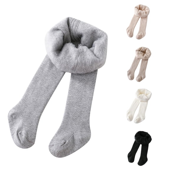 Winter Pants for Girls Toddler Kids Baby Girls Lined Warm Full Length Leggings Stretchy Basic Winter Stocking Pants for Daily Wear Grey 12-24 Months