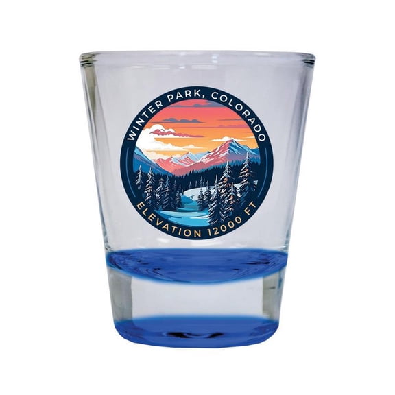 Winter Park Colorado Design A Souvenir 2 oz Round Shot Glass Blue