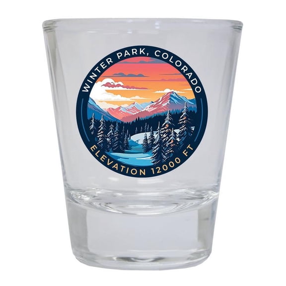 Winter Park Colorado Design A Souvenir 2 oz Round Shot Glass Clear