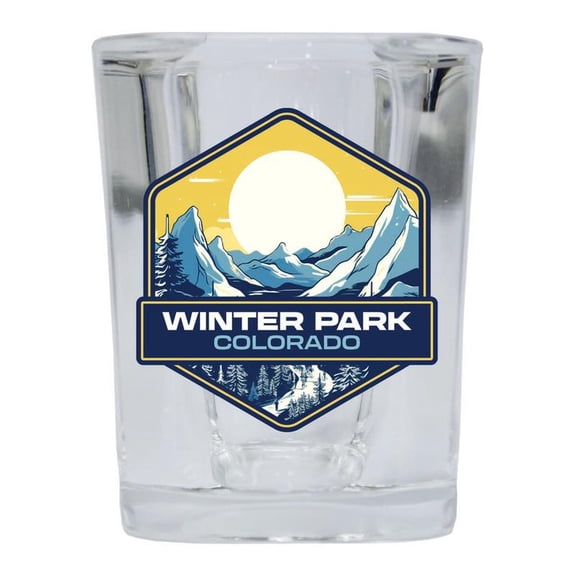 Winter Park Colorado Design C Souvenir 2 oz Square Shot Glass Clear