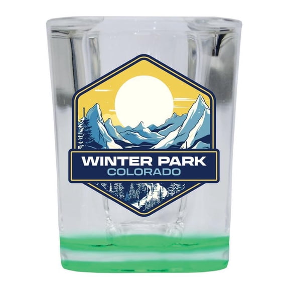 Winter Park Colorado Design C Souvenir 2 oz Square Shot Glass Green