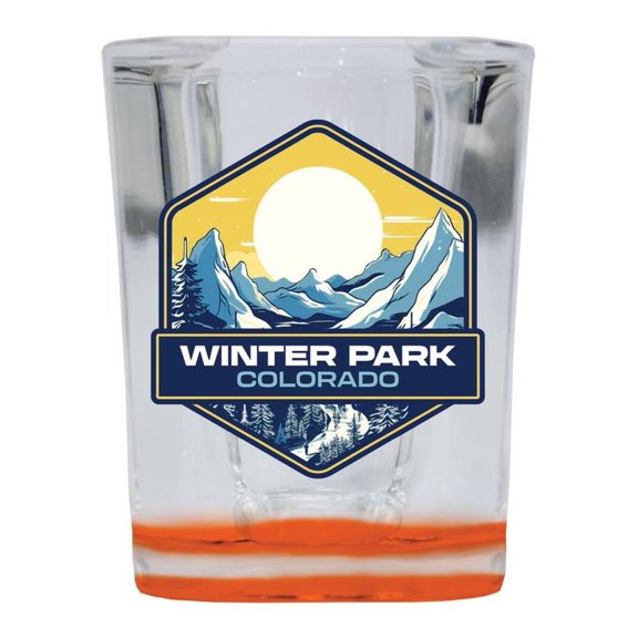 Winter Park Colorado Design C Souvenir 2 oz Square Shot Glass Orange