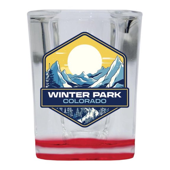 Winter Park Colorado Design C Souvenir 2 oz Square Shot Glass Red