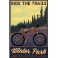 thumbnail image 1 of Winter Park, Colorado, Mountain Bike Scene (36x54 Giclee Gallery Art Print, Vivid Textured Wall Decor), 1 of 3