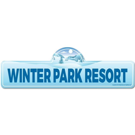 Winter Park Resort Street Sign | Indoor/Outdoor | Skiing Skier Snowboarder Décor for Ski Lodge Cabin Mountian House | SignMission personalized gift