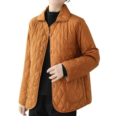Winter Parka Coat for Women Loose Casual Lightweight Standing Collar Warm Long Sleeved Cotton Jacket Up to 65% Off