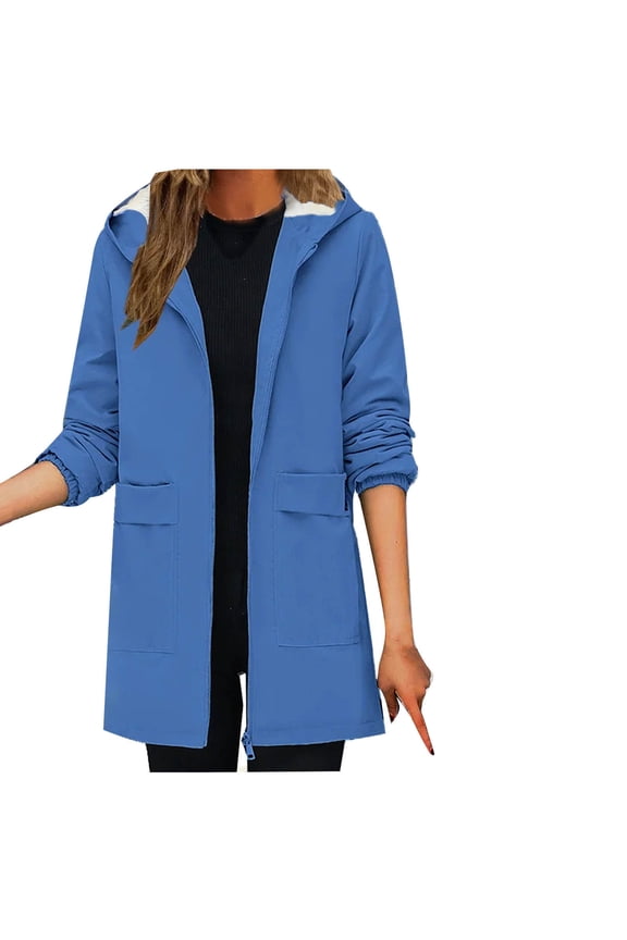 Womens Winter Parka Jackets Thick Warm Lamb Wool Padded Coat Mid-Length Hooded Coat