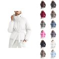thumbnail image 1 of Winter Parka for Women Long Sleeve Thicken Zip Up Belted Hooded Outerwear with Pockets, 1 of 6