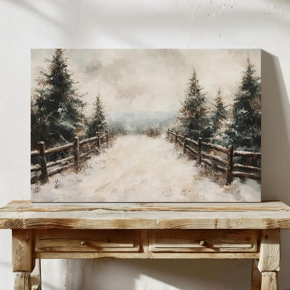 Winter Pathway Through Snowy Pines – Rustic Landscape Wall Art Print For Cozy Seasonal Home Decor Wall Art, Modern Wall Decor, 12x18 UNFRAMED