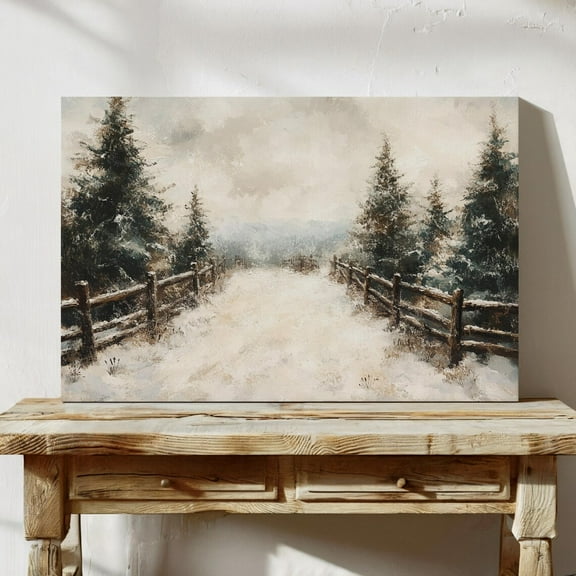 Winter Pathway Through Snowy Pines – Rustic Landscape Wall Art Print For Cozy Seasonal Home Decor Wall Art, Modern Wall Decor, 8x12 UNFRAMED