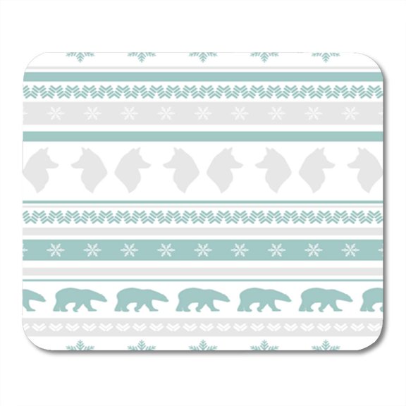 Winter Pattern White Snowflakes Polar Bears and Wolfs Flat Mousepad Mouse Pad Mouse Mat 9x10 inch