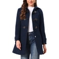 thumbnail image 1 of INSPIRE CHIC Winter Pea Coat for Women Mid-thigh Hooded Trench Toggle Duffle Overcoat with Pockets XS Dark Blue, 1 of 6