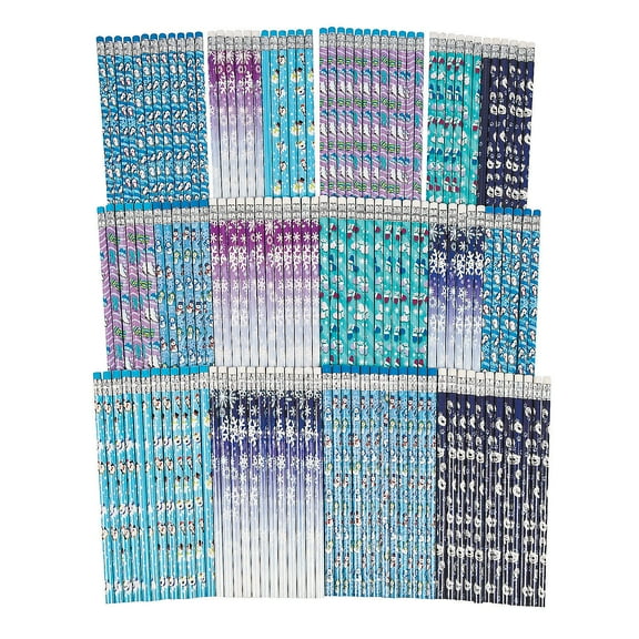 7 1/2" Bulk 144 pieces Winter Characters & Icons Wood Pencil Assortment